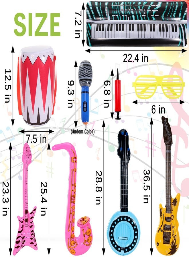 Dyrfolm 30 Pcs Inflatable Rock Star Toy Set,80s 90s Party Decorations Inflatable Party Props,Inflatable Guitar Microphone,Inflatable Piano,Saxophone Drum,Party Favors Rock and Roll Party Supplies - Image 2